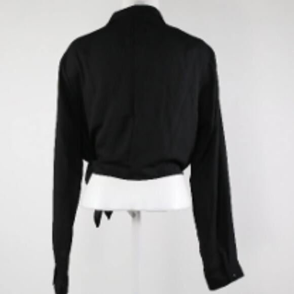Missguided Tie Off Blouse Black 14 - Picture 2 of 2